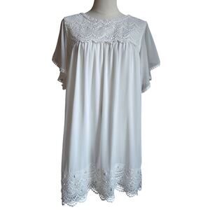 Mayoral Girls White Lace Embroidered Dress Size 14 Flutter Sleeve Sundress Boho